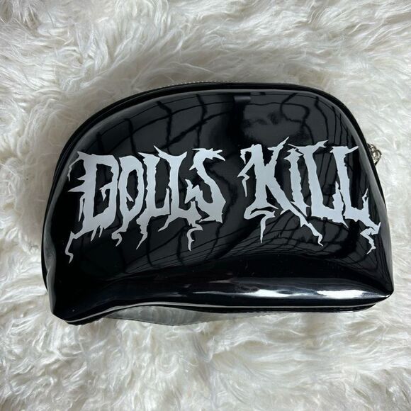 Dolls Kill Handbags - Dolls Kill Black Zip Up Cosmetics Bag